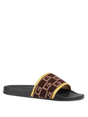 gucci g print shower slides